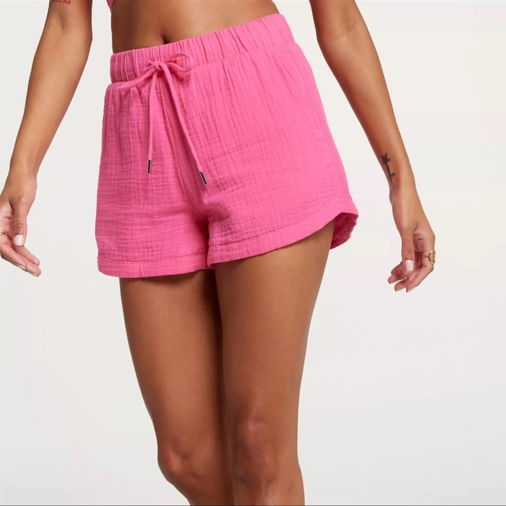 CALIA Women's High Waisted Dolphin Cover up Swim Short, XXS, Pink Heat